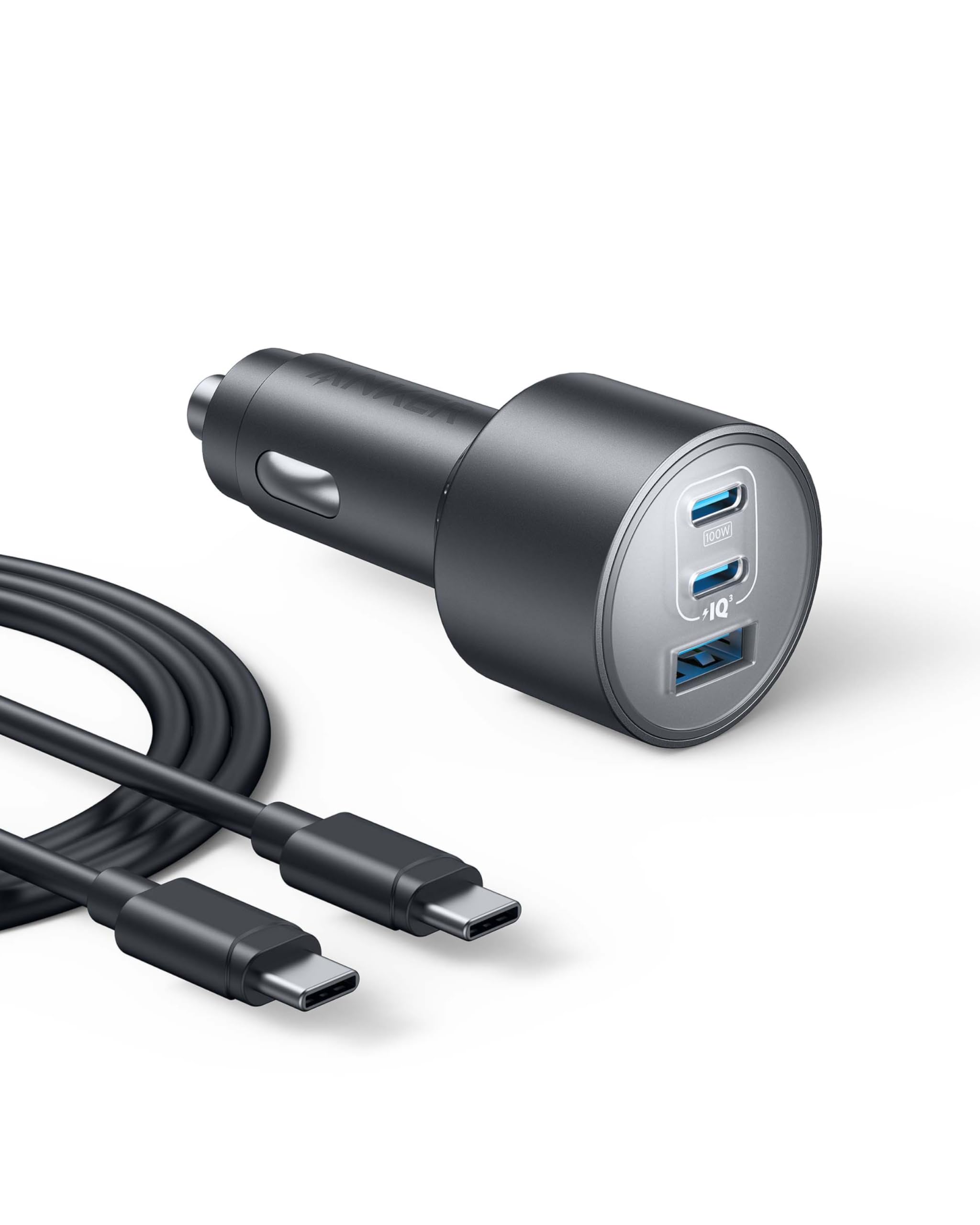 Anker 167.5W Max 3-Port USB-C Car Charger - Ultra Compact Fast Charging for iPhone 16/15/14/13, MacBook Pro/Air, Samsung Galaxy S24/S23, iPad Pro & AirPods - Perfect for Road Trips & Commuting