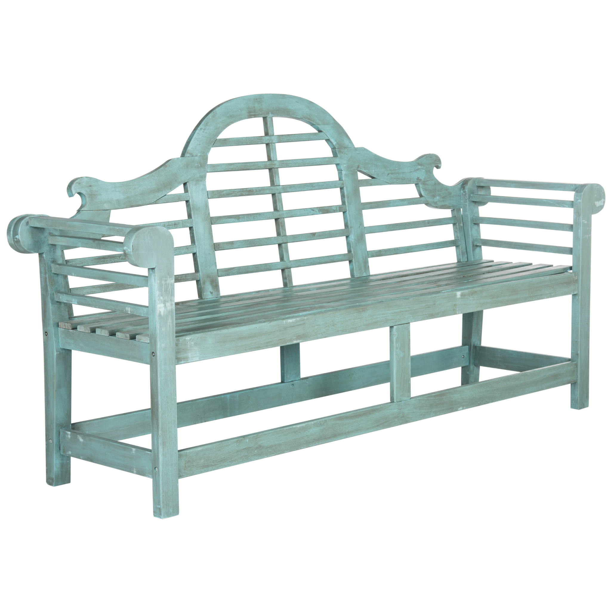 Arched Garden Bench in Beach House Blue - Outdoor Patio Furniture for Garden, Porch, and Backyard Relaxation