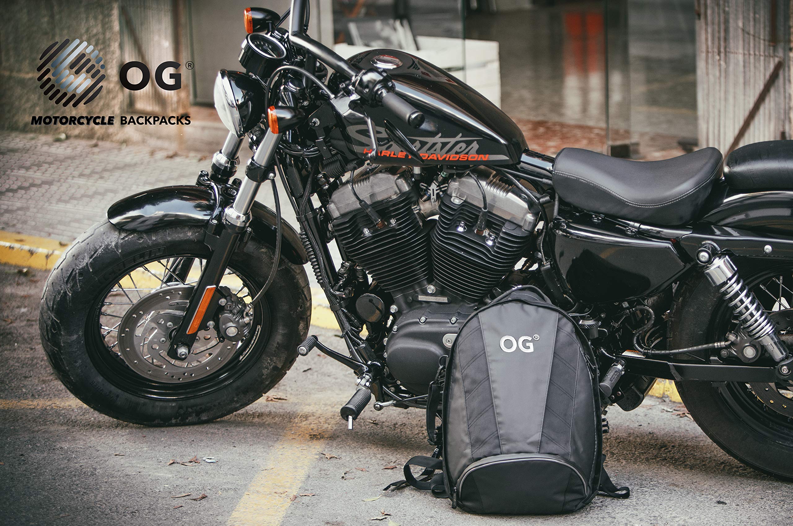 OG Original EZ-Rider PRO Motorcycle Backpack Black - Expandable 28-35L Waterproof Motorbike Helmet Bag with Laptop Pocket & Reflective White Logo - Perfect for Commuting, Travel & Adventure Riding