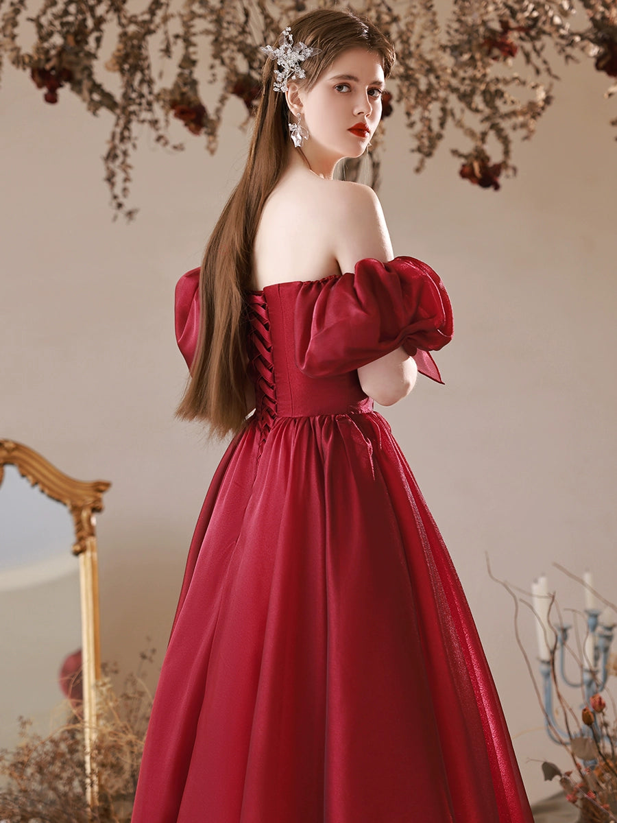 Elegant A-Line Burgundy Tulle Long Prom Dress for Women - Formal Evening Gown for Homecoming, Ball, Wedding & Special Occasions