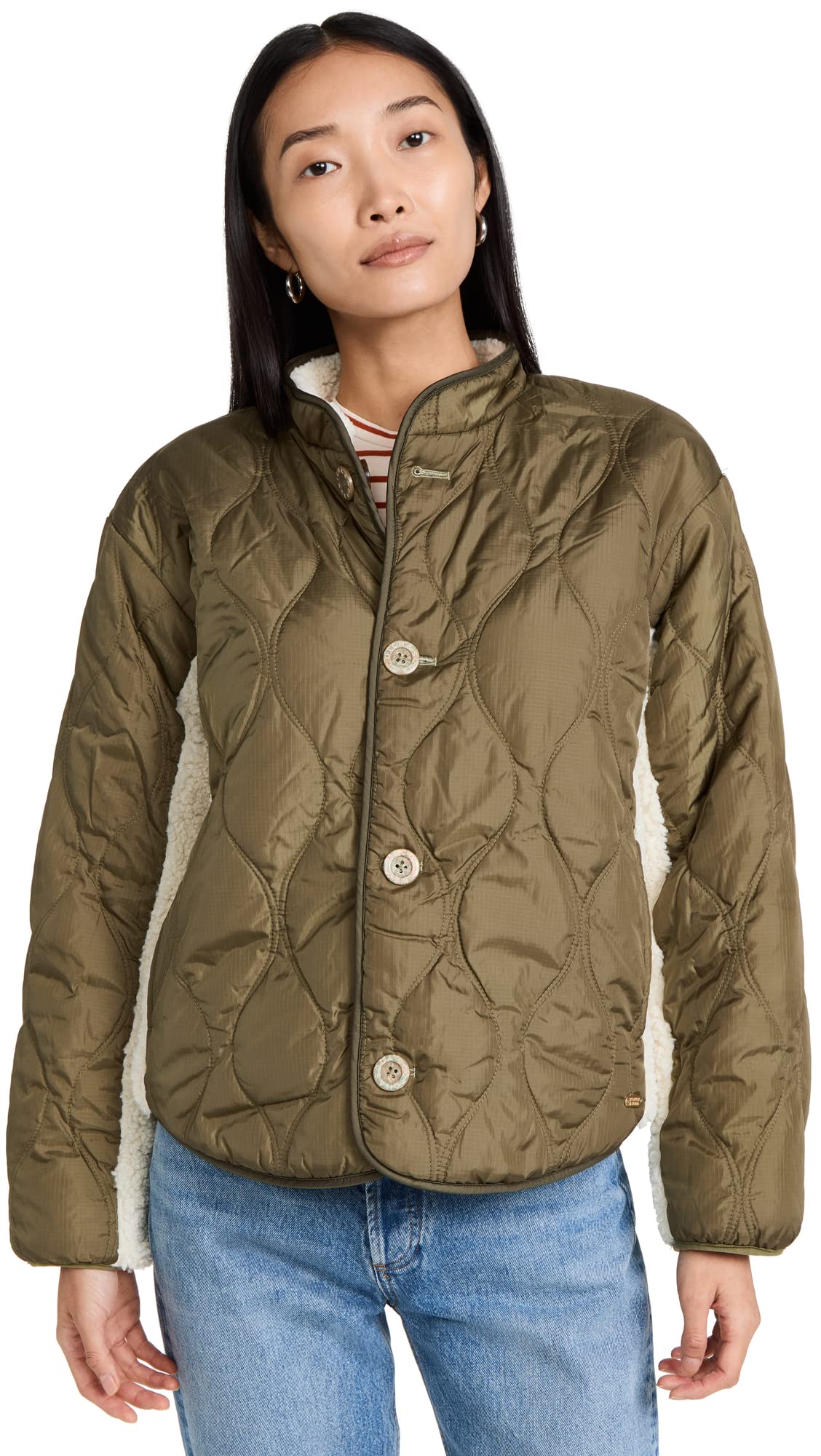 Scotch & Soda Women's Reversible Sherpa Jacket - Warm Fleece Lined Winter Coat for Outdoor Activities & Casual Wear