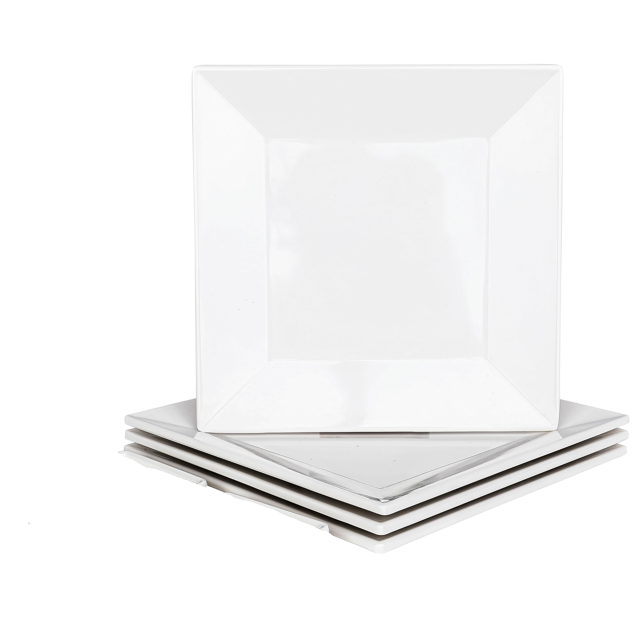 8-Pack White Melamine Dinner Plates 8x8 Inch - Shatterproof Square Plates for Dining, Elegant Dish Set for Restaurants, Picnics & Outdoor Parties