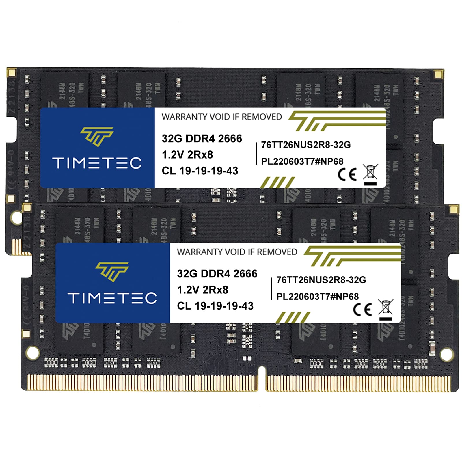 Timetec 64GB (2x32GB) DDR4 2666MHz SODIMM Laptop RAM Kit - PC4-21300, 1.2V, CL19, Non-ECC, Unbuffered, 260-Pin Memory Upgrade for Gaming, Business & High-Performance Laptops