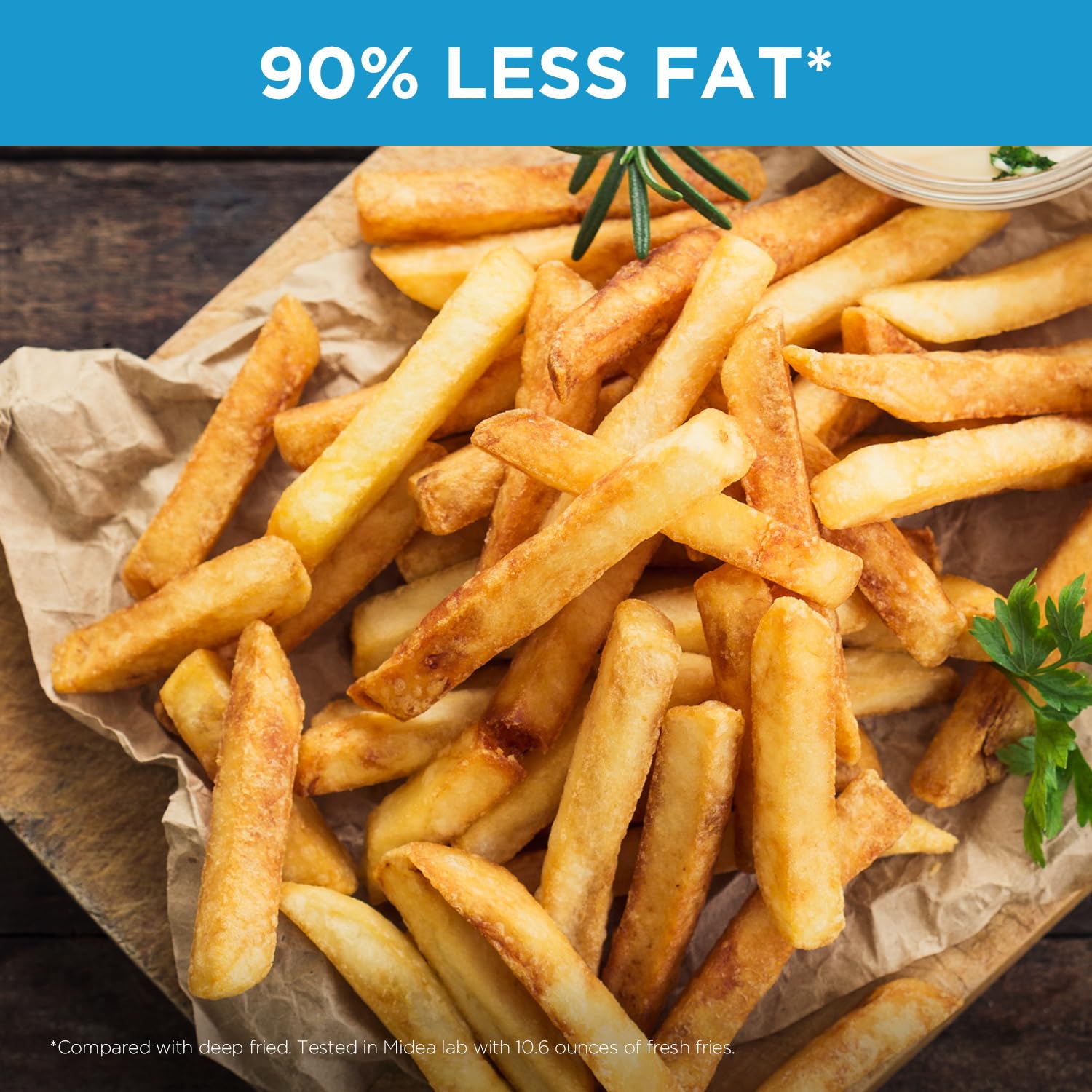 Midea 5.5QT Air Fryer with Rapid Air Technology - 9 Preset Menus, One-Touch Operation, 90% Less Oil - Perfect for Healthy Cooking, Quick Family Meals & Easy Cleanup - Ideal for Busy Home Chefs & Small Kitchens