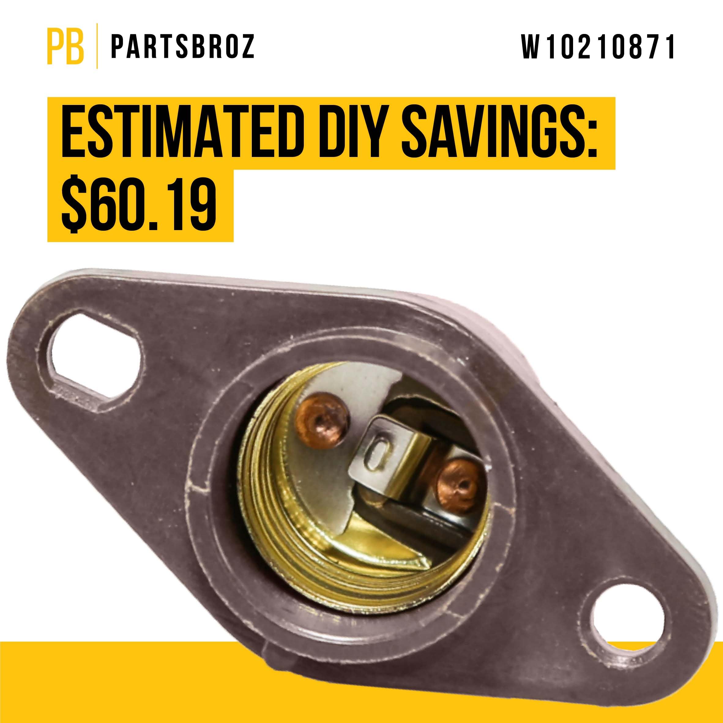 PartsBroz W10210871 Microwave Light Bulb Socket - Compatible with Whirlpool, Maytag, Amana & KitchenAid - Replaces AP4364465, 1472199, PS2342199, AH2342199, EA2342199 - Perfect for Microwave Oven Repairs & DIY Home Maintenance