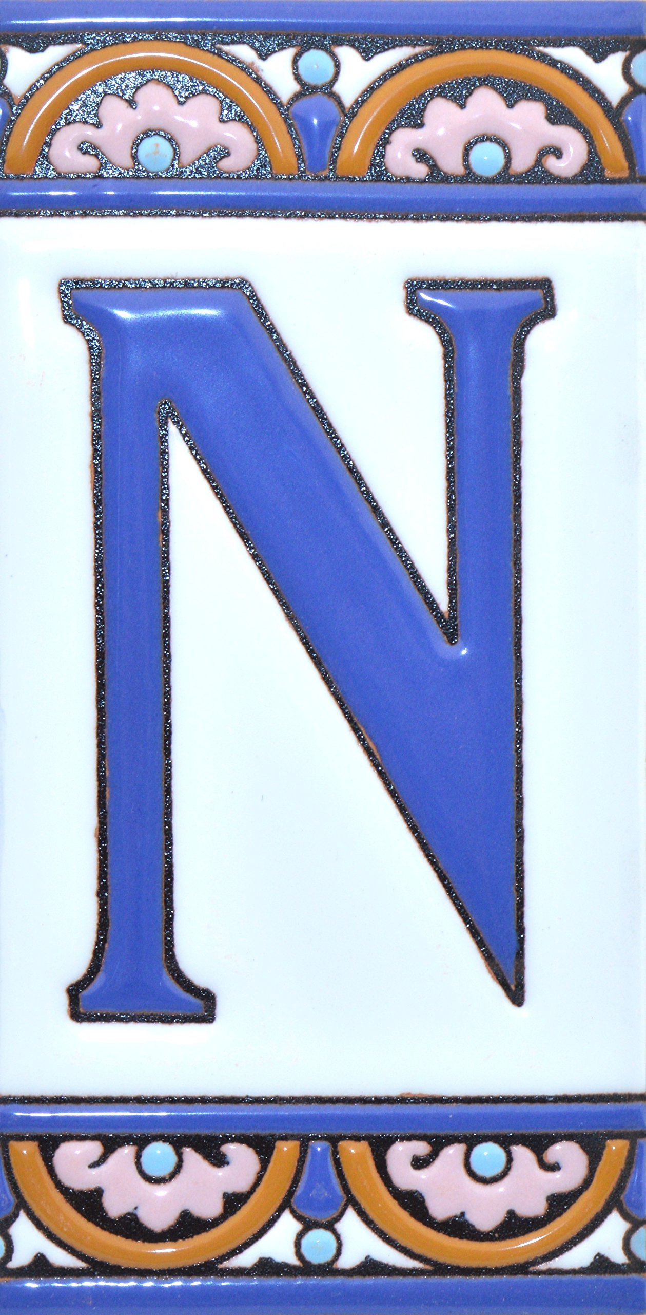 6 Inch Handpainted House Letter Tiles - Custom Address Signs, House Numbers & Names - Durable Outdoor Decor (ARCO GRANDE Design 5.86
