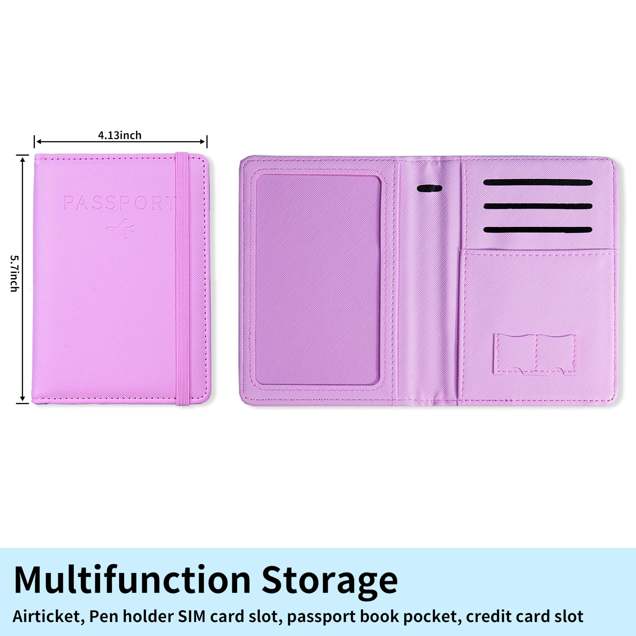 Premium RFID Blocking Passport Holder for Women & Men - Travel Wallet Cover Case with Multiple Card Slots (Dark Blue & Pink) - Perfect for International Trips, Vacations & Business Travel