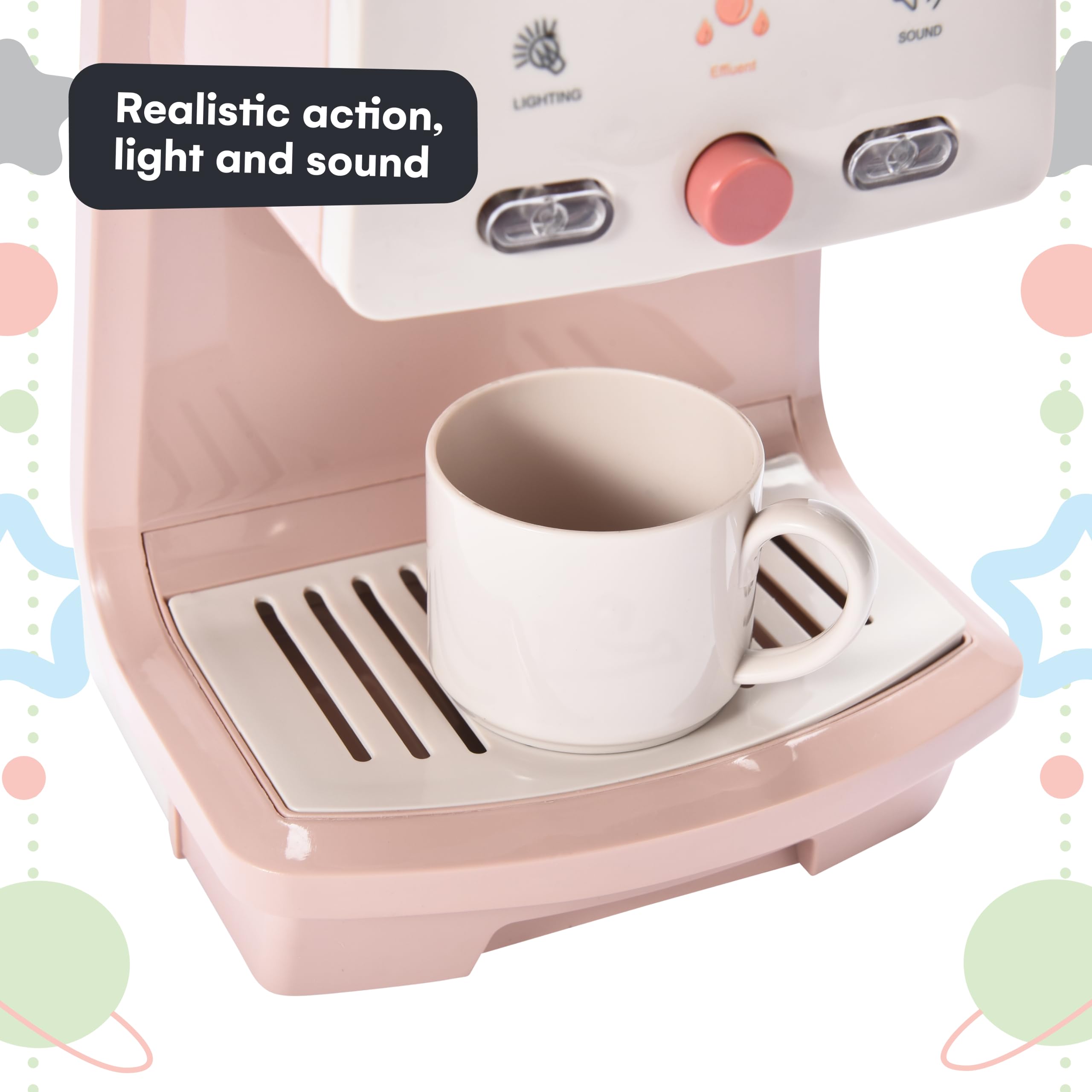 Kidzlane Kids Coffee Maker Playset - Realistic Toy Espresso Machine with Lights & Sounds - Pretend Play Coffee Set for Toddlers & Children - Perfect for Imaginative Play & Role-Playing Games