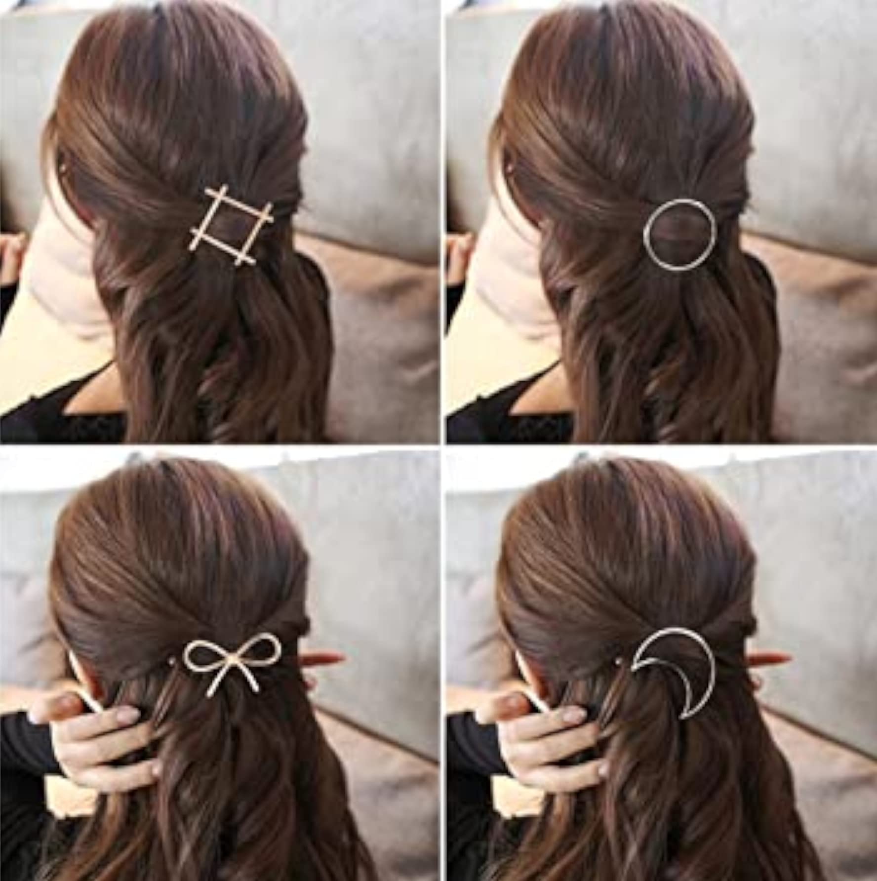 Geometric Hollow Metal Hair Clips for Women - 12pc Set for Party & Wedding