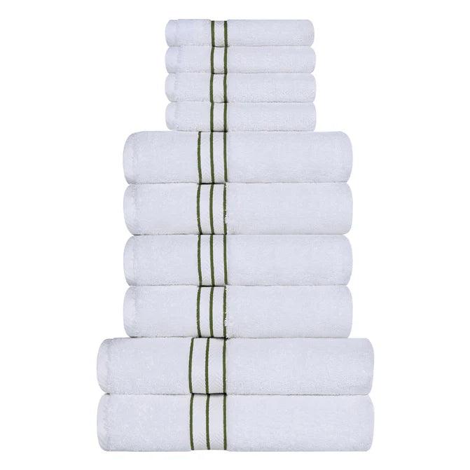 Premium Ultra Plush Turkish Cotton Bath Towel Set - 10 Piece Highly Absorbent Luxury Towels for Bathroom, Spa & Beach Use - Soft & Quick-Drying Solid Color Collection