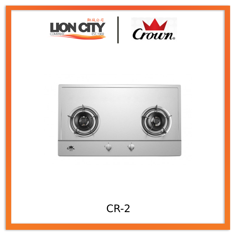 Premium Crown CR222/CR2 Stainless Steel Built-In Gas Stove Hob - 4 Burner Cooktop for Modern Kitchens | Durable & Easy to Clean | Perfect for Home Cooking, Baking & Entertaining