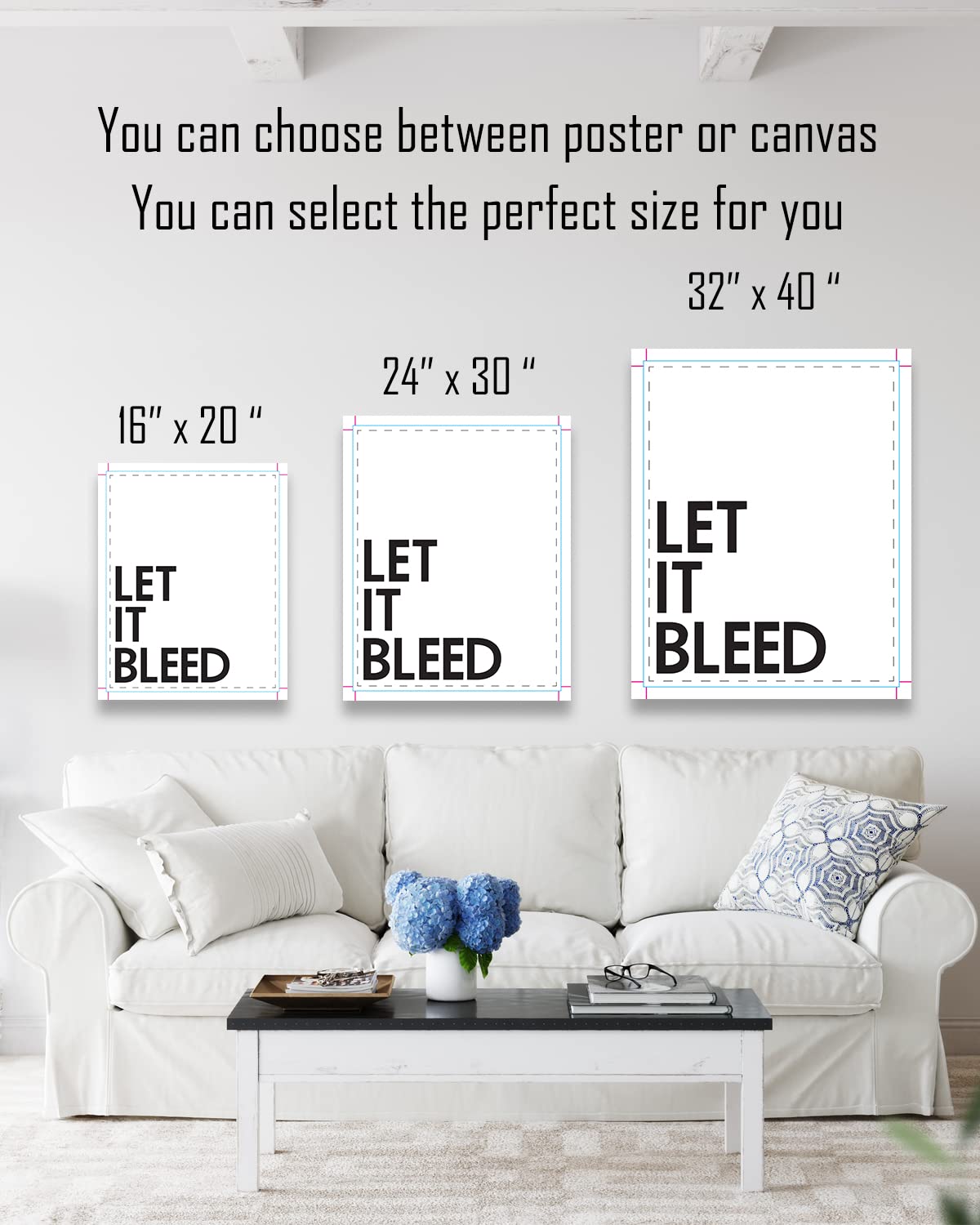 Let It Bleed Canvas Print - Funny Graphic Designer Gift Ideas - Sarcastic Office Wall Art for Creative Professionals - 24x30 Ready to Hang Home & Studio Decor - Perfect for Design Studios, Creative Workspaces & Art Lovers
