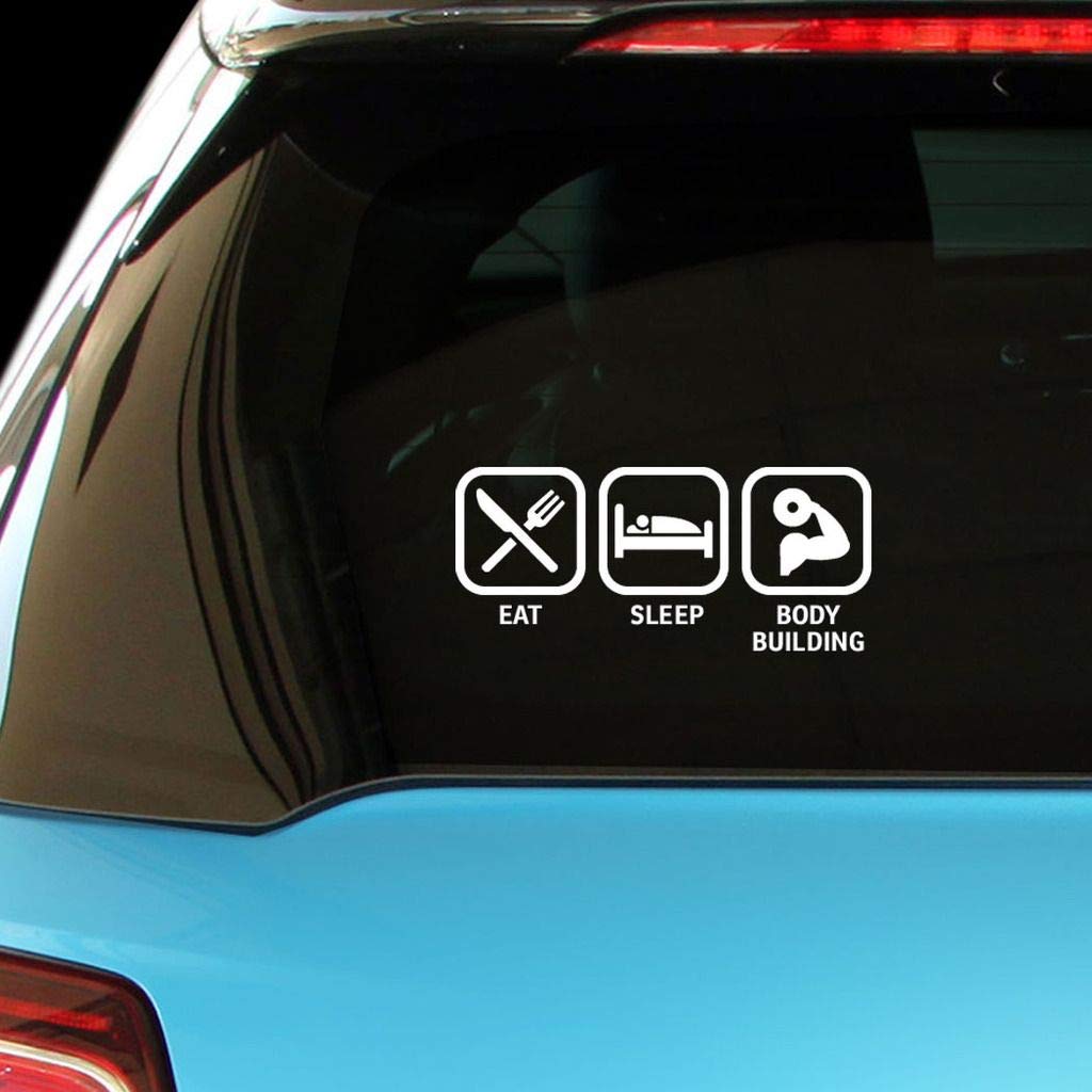 EAT SLEEP BODY BUILDING Motivational Vinyl Decal Sticker for Car, Laptop, Wall - Perfect for Gym, Office & Home Decor