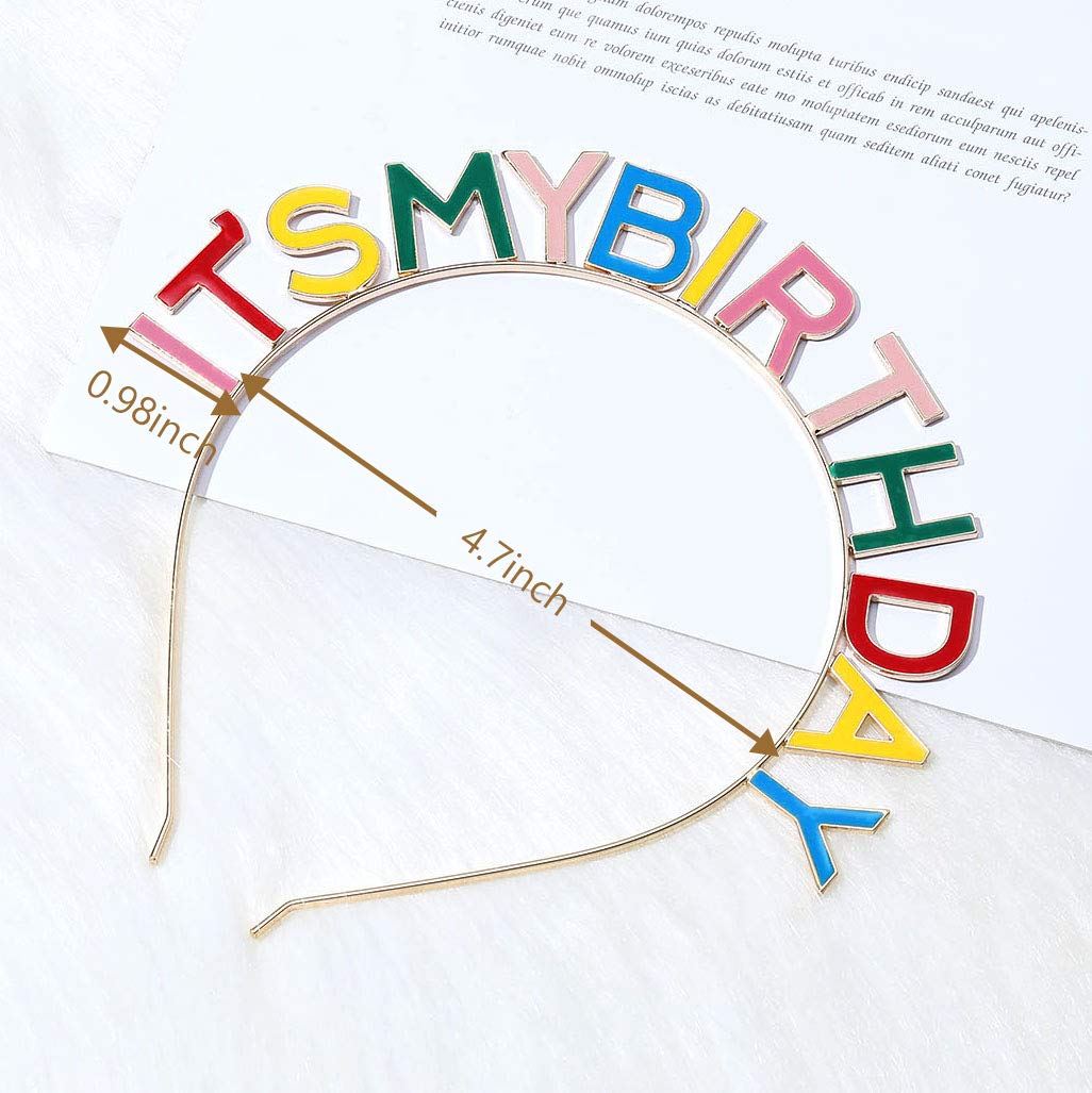 Happy Birthday Crown Headband for Women - Colorful Birthday Party Headpiece, It's My Birthday Tiara | Perfect for Birthday Celebrations, Bachelorette Parties & Festive Events