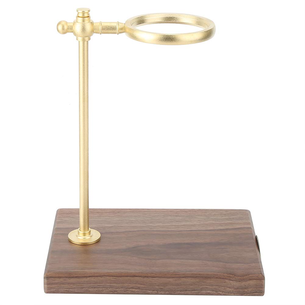 Wooden Base Brass Coffee Filter Holder - Drip Filter Cup Stand for Pour Over Coffee Accessories | Perfect for Home, Office & Coffee Shop Brewing