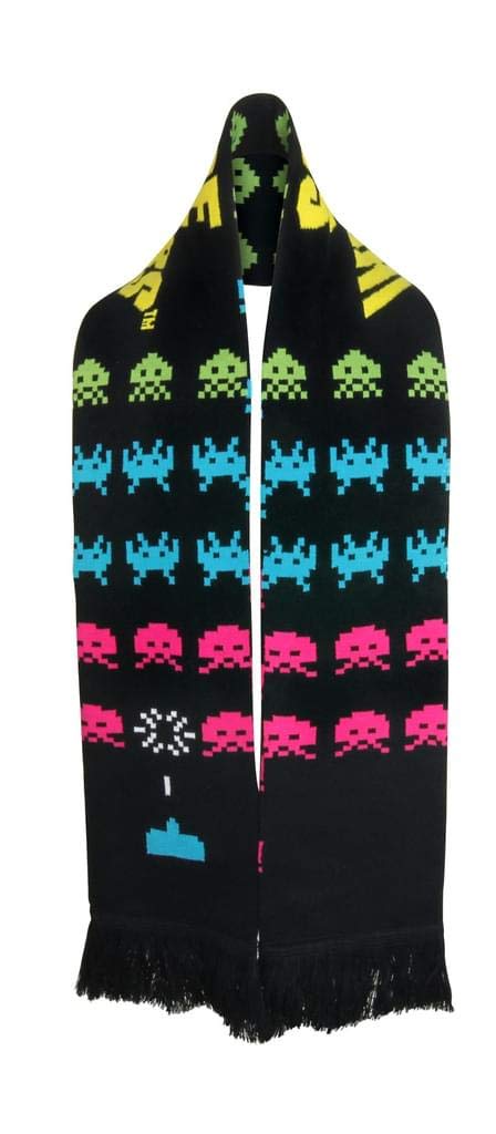 Coop Space Invaders Scarf - Retro Gaming Fashion Accessory for Men & Women - Perfect for Cosplay, Gamer Gifts & Winter Warmth