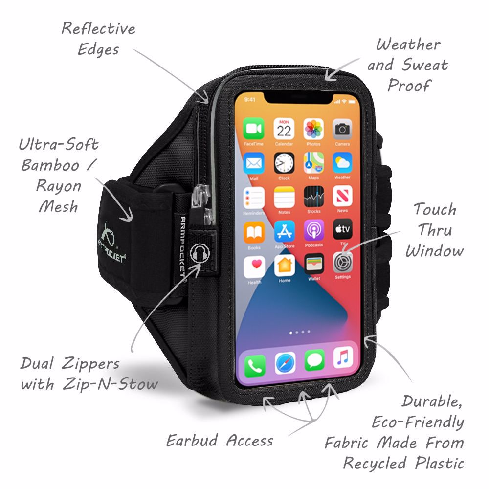 Armpocket Mega i 40 Running Belt - Waterproof Fitness Armband for iPhone 40 with Reflective Stripes (Rainbow Color) | Perfect for Jogging, Hiking & Gym Workouts