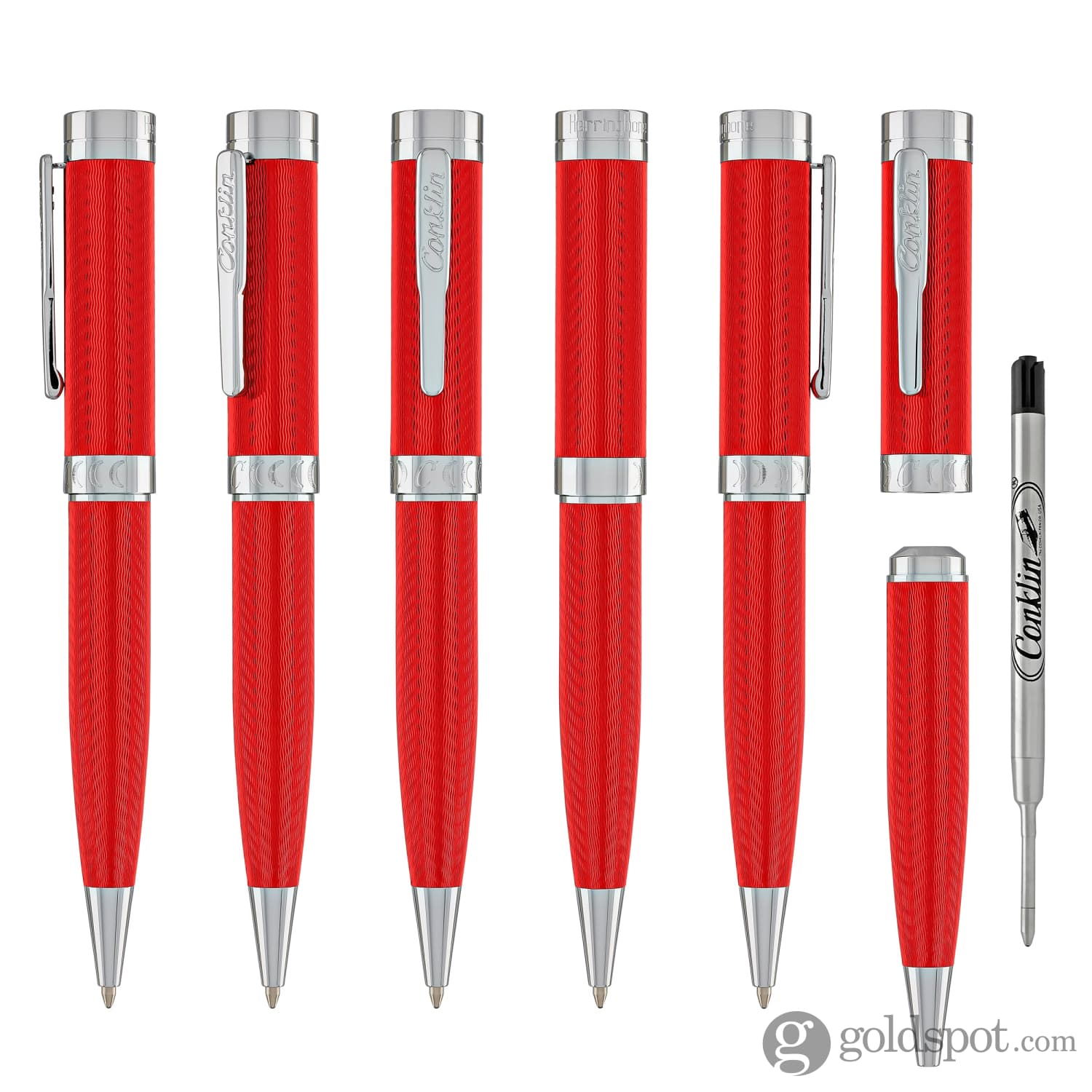 Conklin Herringbone Signature Red Ballpoint Pen - Premium Writing Instrument for Office, Business & Gift Giving