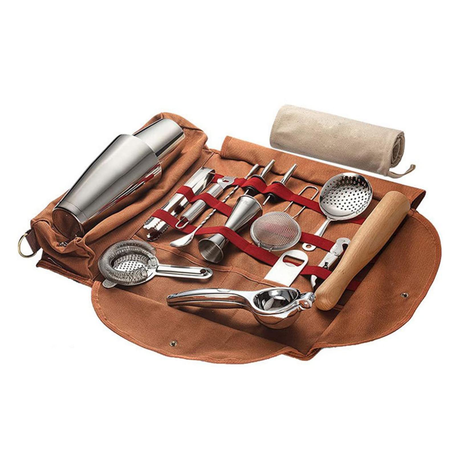 Portable Bartender Bag - Durable Canvas Cocktail Shaker Set with Juice Storage | Travel Bar Kit for Cocktail Making, Outdoor Parties & Home Mixology