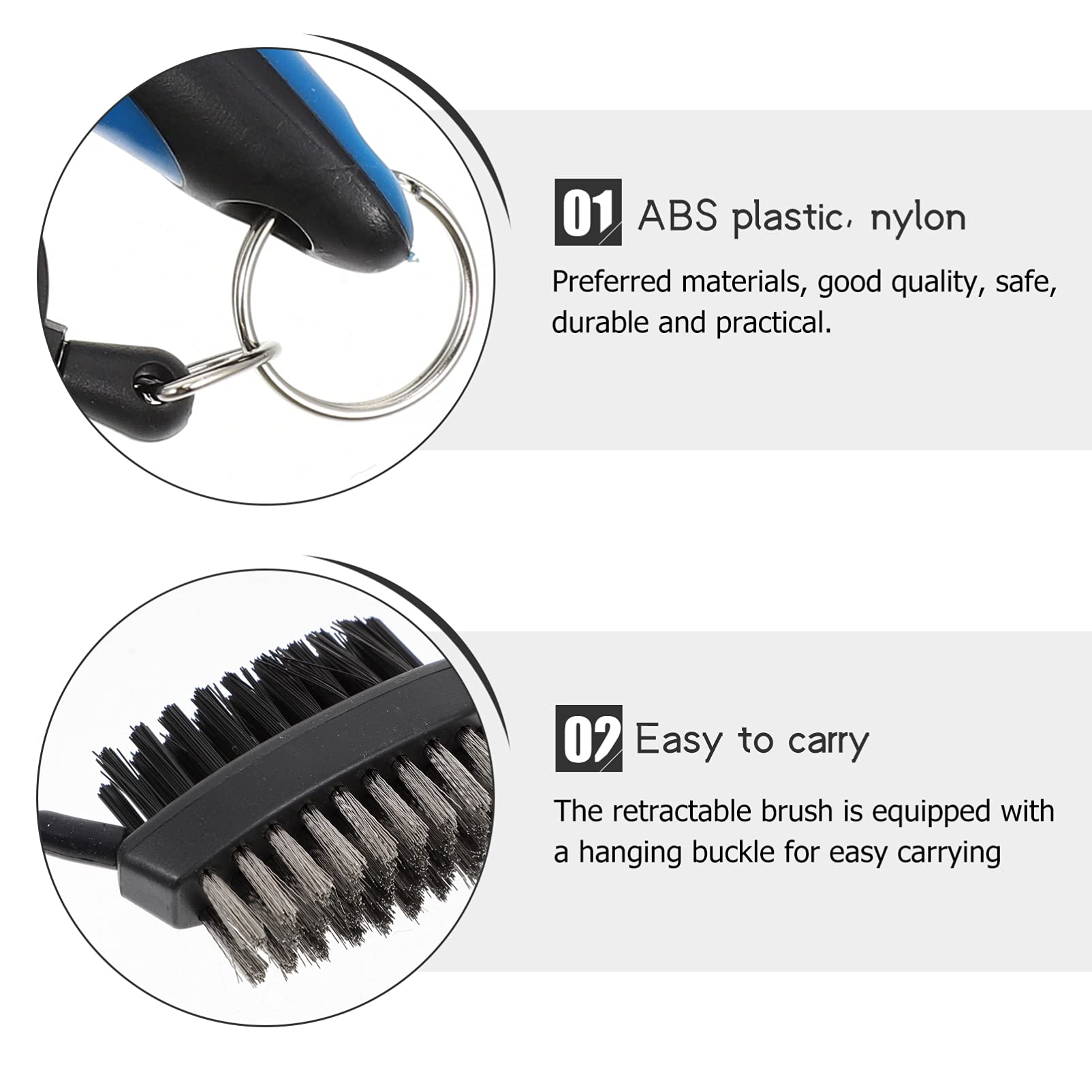 LIOOBO Golf Club Cleaner - Retractable Double Sided Brush for Golf Club Cleaning | Golf Cleaning Tool & Accessories | Perfect for On-Course Cleaning, Driving Range Maintenance & Home Golf Equipment Care