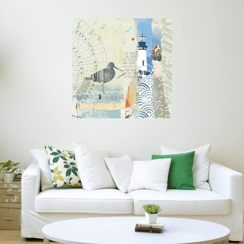 Coastal Collage Canvas Wall Art by Ken Hurd - 32x32 Inch Ready-to-Hang Beach Decor for Living Room, Bedroom, Bathroom & Office - Perfect for Coastal, Nautical & Beach House Themes