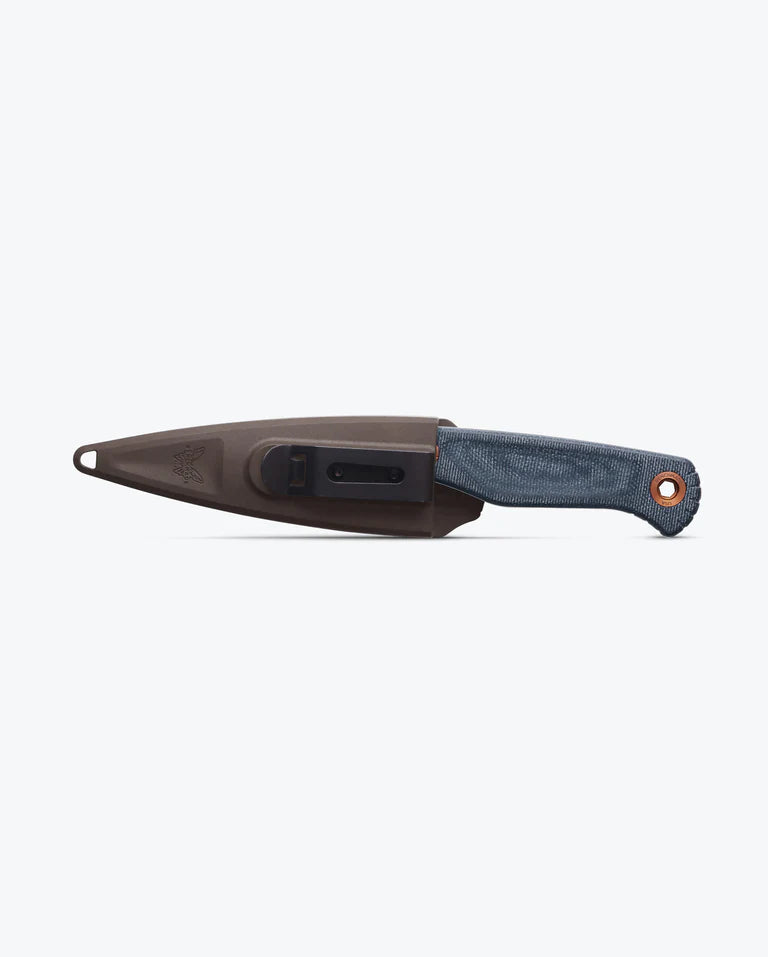 Benchmade 203 Dacian Fixed Blade Knife - Spearpoint Satin Blade with Blue Denim Micarta Handles - Hunting, Camping & Outdoor Survival Tool