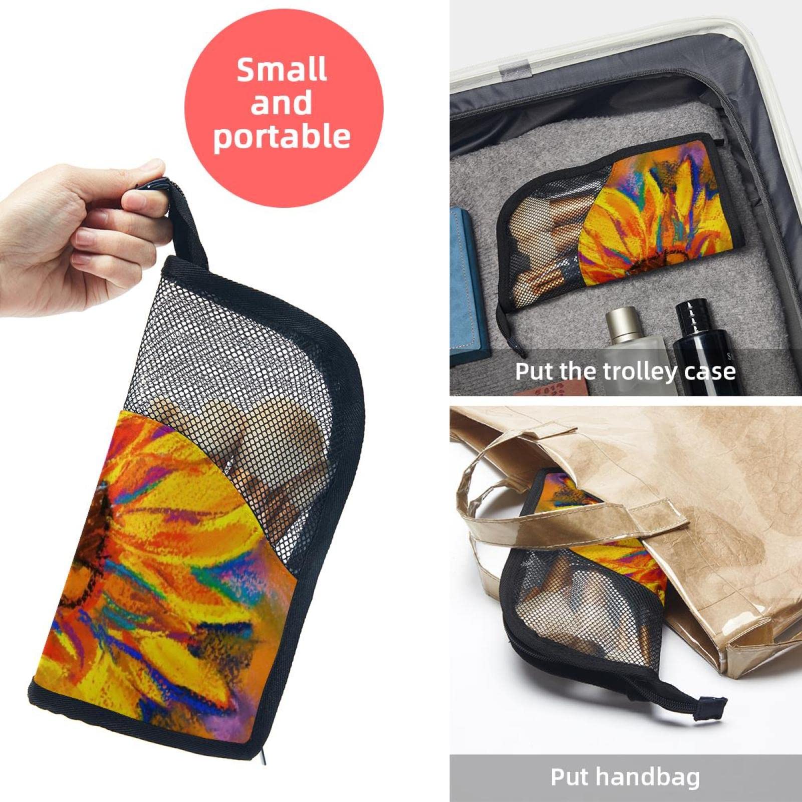 12-Piece Watercolor Sunflower Makeup Brush Organizer Bag – Portable Cosmetic Brush Holder Case for Travel & Home Storage