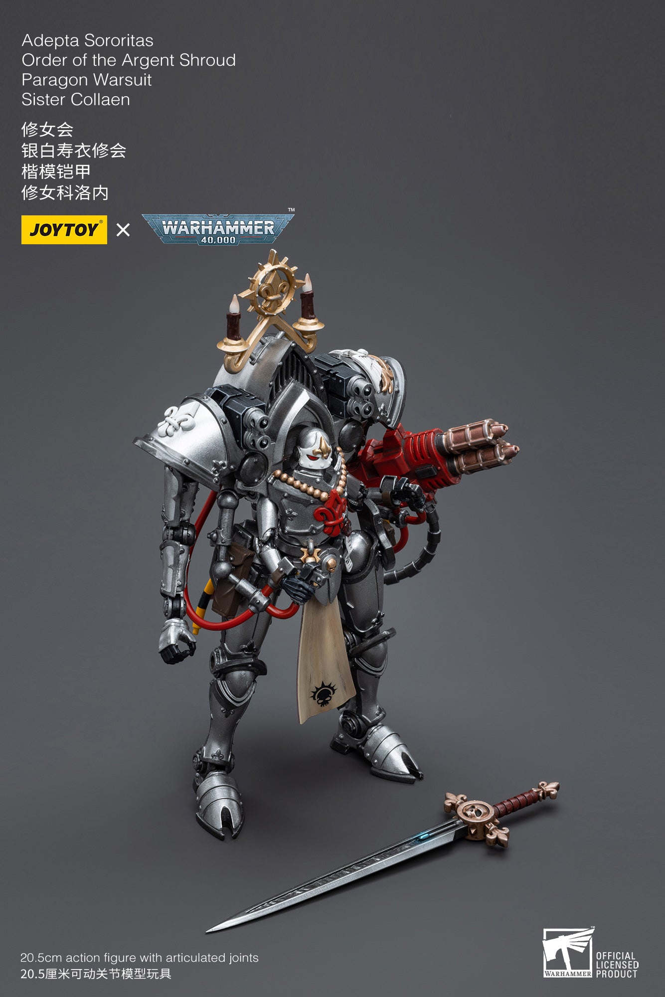 1/18 JOYTOY Warhammer 40K Adepta Sororitas Order of the Argent Shroud Paragon Warsuit Sister Collaen Action Figure - Collectible Model for Warhammer Fans & Tabletop Gaming Scenes