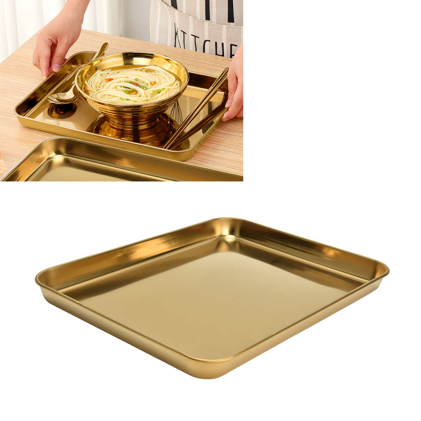 Premium Stainless Steel Serving Trays - Gold Decorative Metal Food Trays for Restaurants & Home Use | Jewelry Display & Storage | Elegant Dining & Party Serving