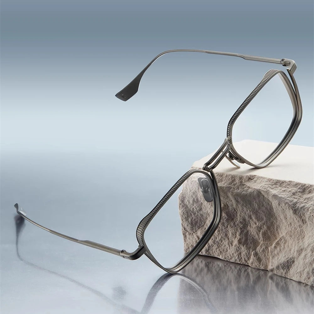 Stylish Black Unisex Titanium Square Eyeglasses Frame 94125 - Perfect for Work, Reading & Fashion Accessories