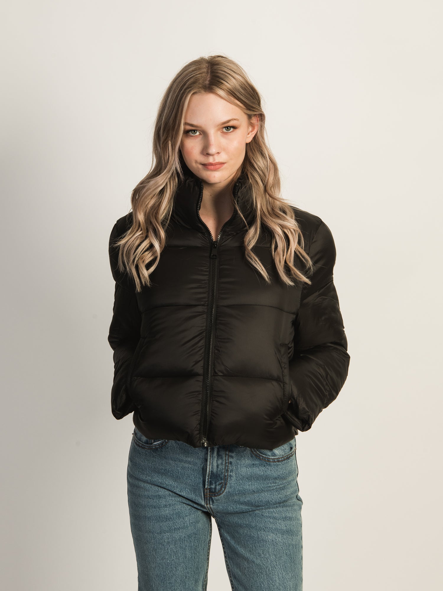AZALEA WANG LOTTIE PUFF JACKET - Women's Winter Puffer Coat, Black, Warm Quilted Outerwear for Cold Weather | Perfect for Snowboarding, Skiing & Outdoor Activities