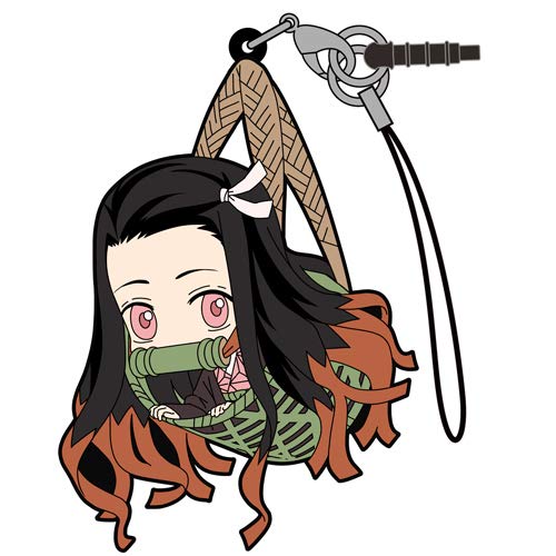Demon Slayer: Kimetsu no Yaiba Nezuko Basket Ver. Anime Rubber Mascot Phone Strap - Cute Character Keychain for Cosplay Fans & Anime Collectors | Perfect for Backpacks, Keys, and Phone Accessories