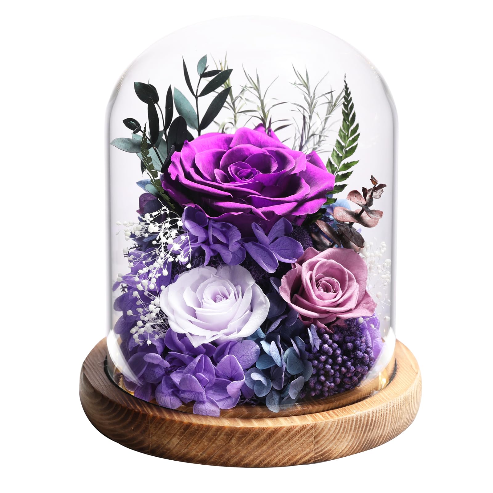 Long-Lasting Preserved Purple Rose in Glass Dome - Romantic Birthday Gift for Women, Mom & Friends | Flower Delivery for Anniversaries, Valentine's Day & Special Occasions