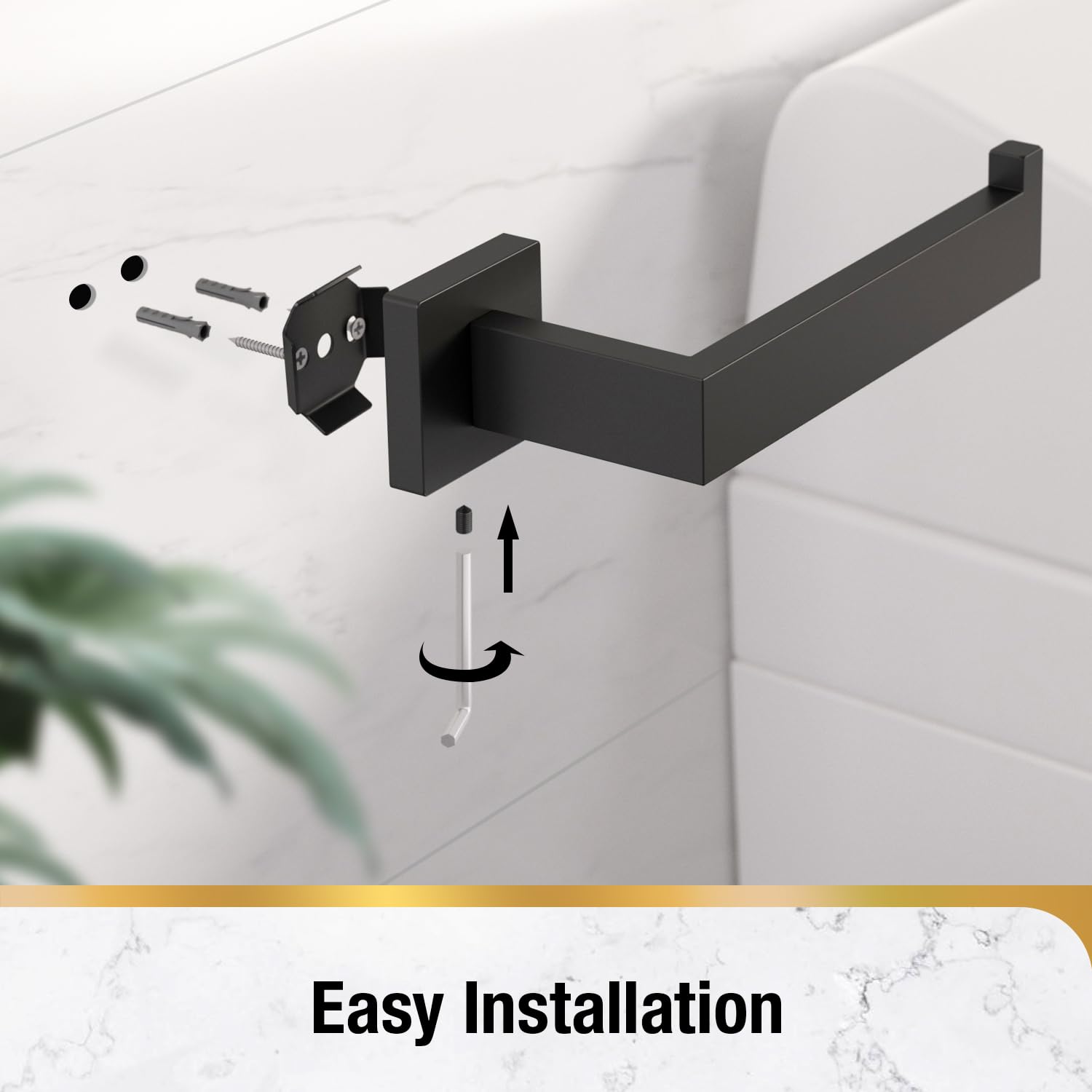 Wall Mounted Matte Black Toilet Paper Holder - SUS 304 Stainless Steel Rustproof & Waterproof Bathroom Tissue Roll Stand - Square Design with 360° Rotation - Perfect for Home, Office & RV Bathrooms