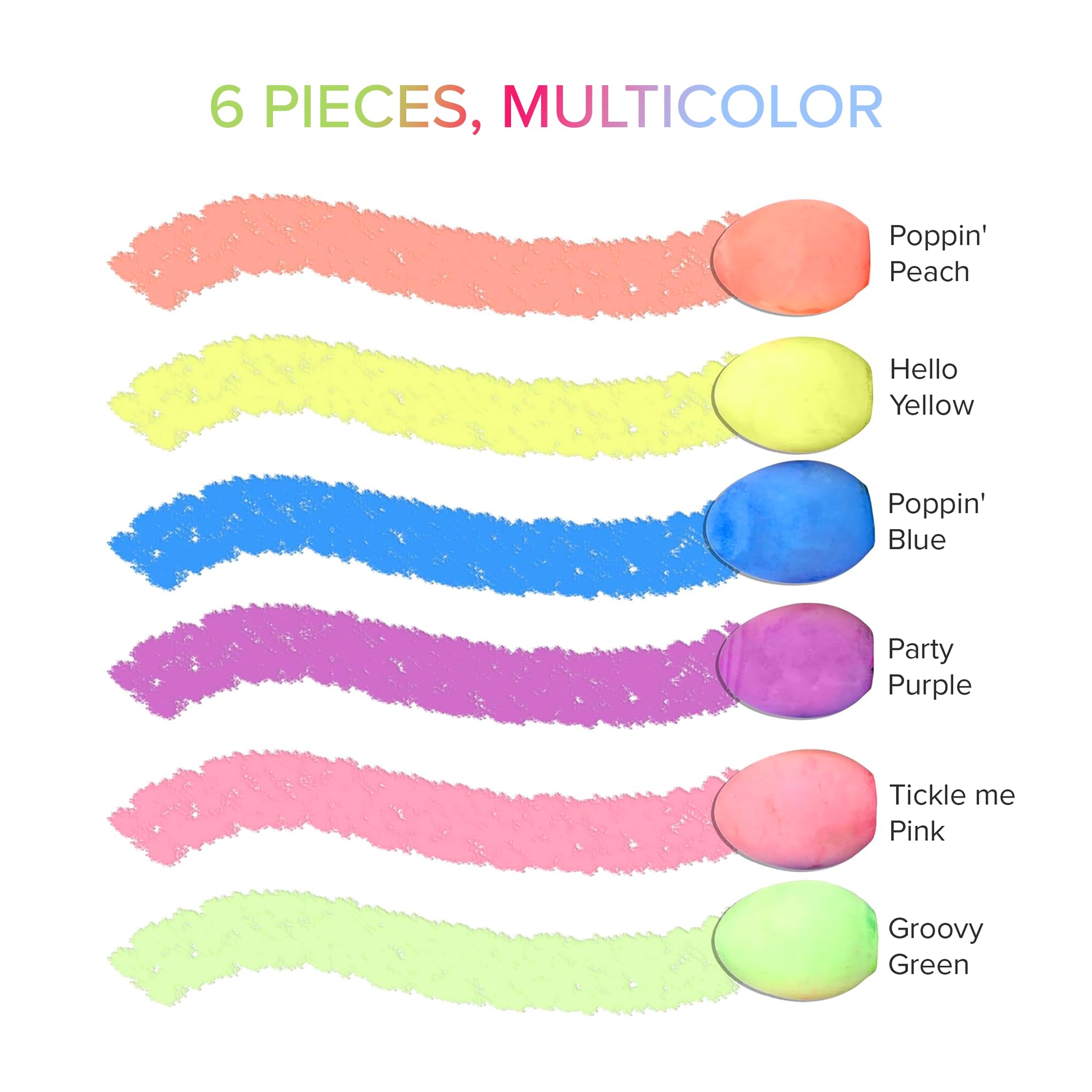 Kid Made Modern Washable Neon Sidewalk Chalk Set - 6-Piece Non-Toxic Egg Chalk for Outdoor Play, Chalkboard Art & Creative Learning | Perfect for Driveway Drawing, Classroom Activities & Toddler Playtime (Ages 3+, Multicolor)