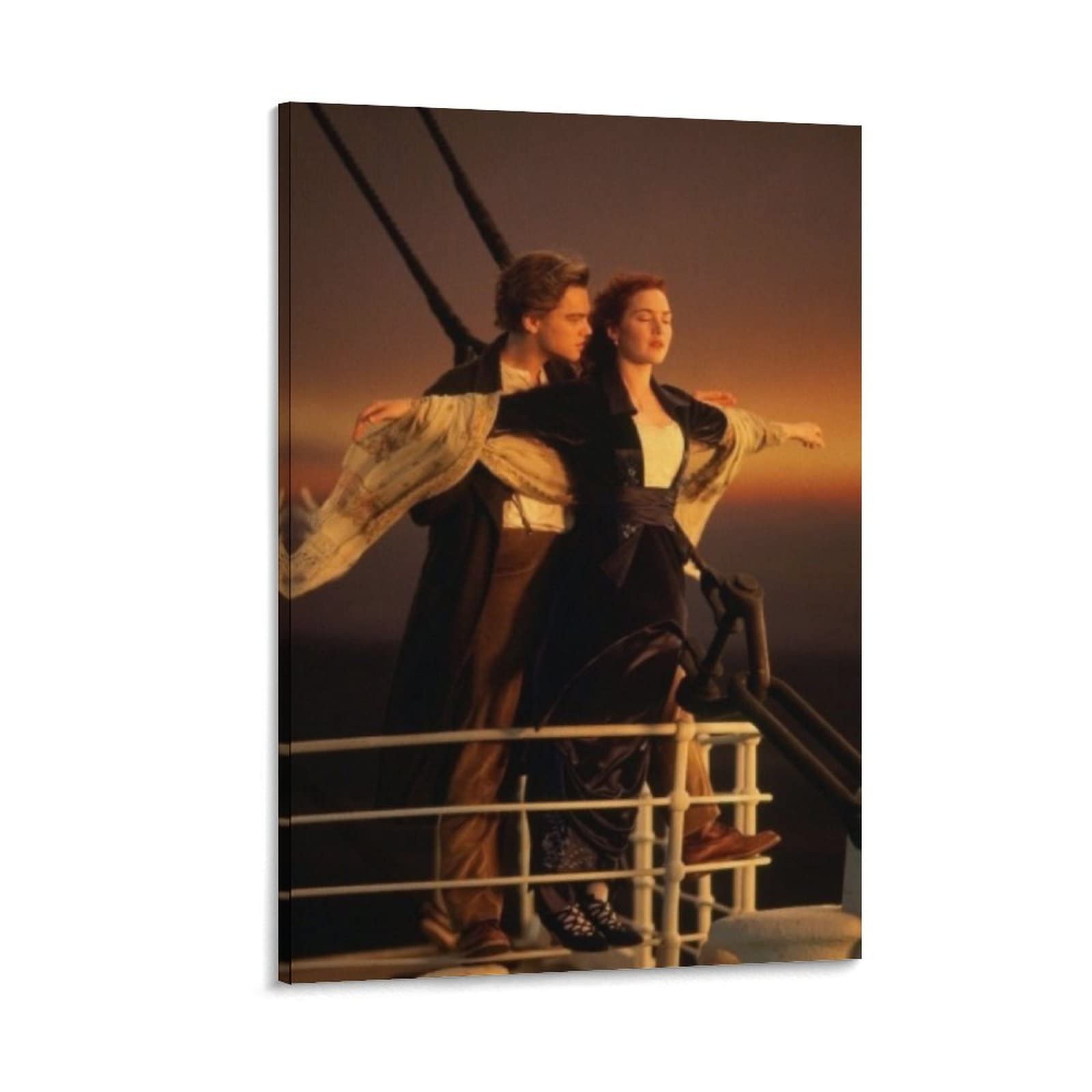 Titanic Movie Poster Canvas Print - 24x36 Inch (60x90cm) Framed Wall Art for Bedroom, Office & Living Room Decor - Perfect Gift for Movie Lovers & Romantic Home Decoration