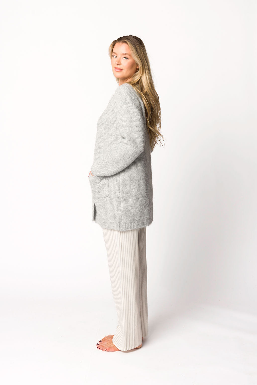 Glenn Button Down Sweater Cardigan for Women - Silver Knit Cardigan | Cozy Fall & Winter Layering Piece for Office & Casual Outfits