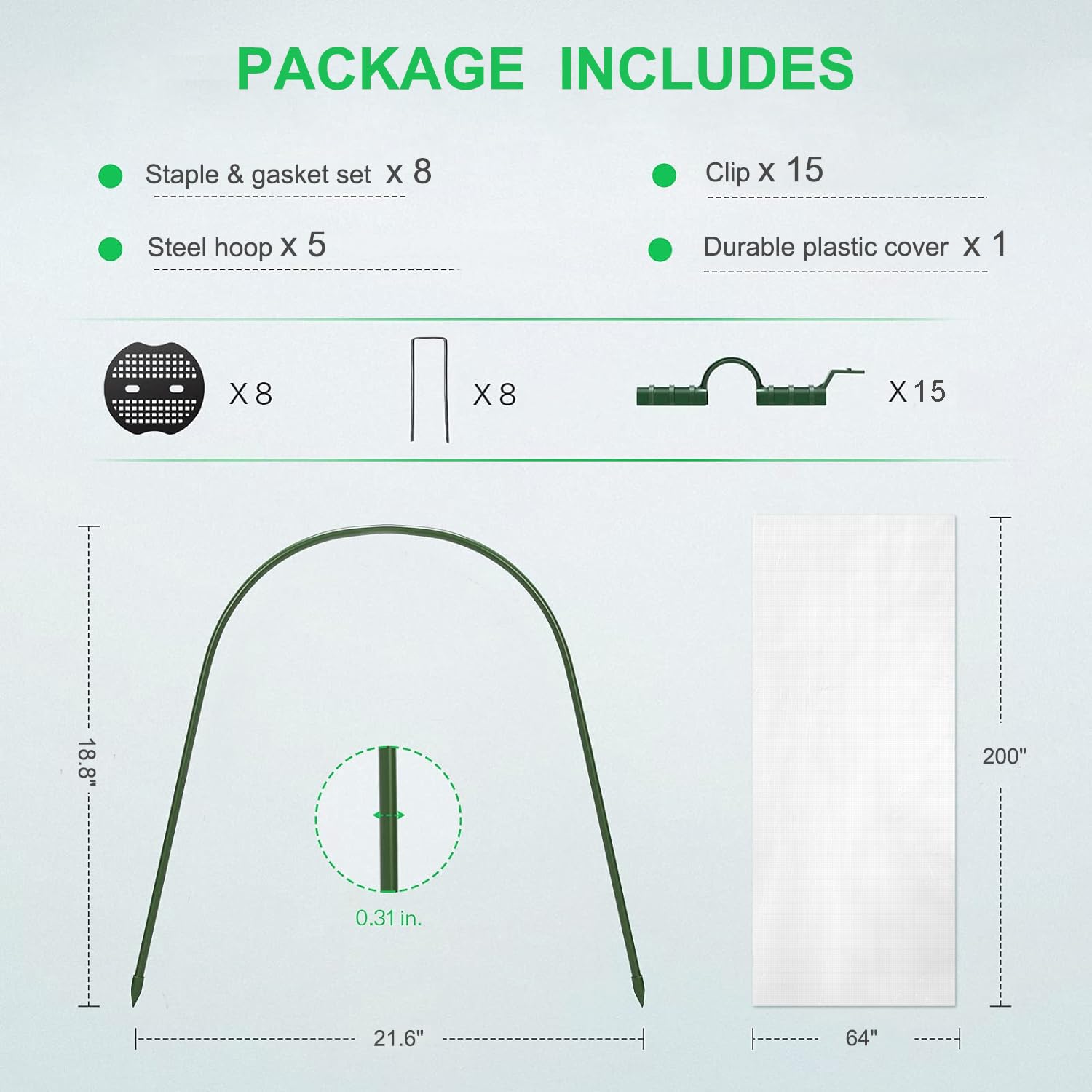 Mini Greenhouse Tunnel Kit for Outdoor Gardening - Portable Small Greenhouse with Hoops for Plants, Vegetables & Herbs - Perfect for Backyard, Patio & Balcony Gardening