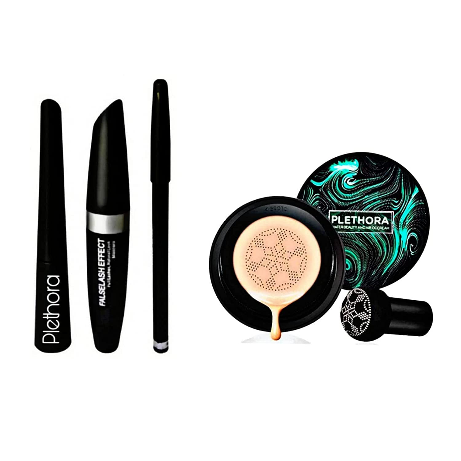Waterproof Eyeliner, Mascara & Eyebrow Pencil Set with BB Cream Foundation - 4 Piece Makeup Kit for Long-Lasting Eye Makeup & Flawless Coverage | Perfect for Daily Use, Parties & Special Occasions