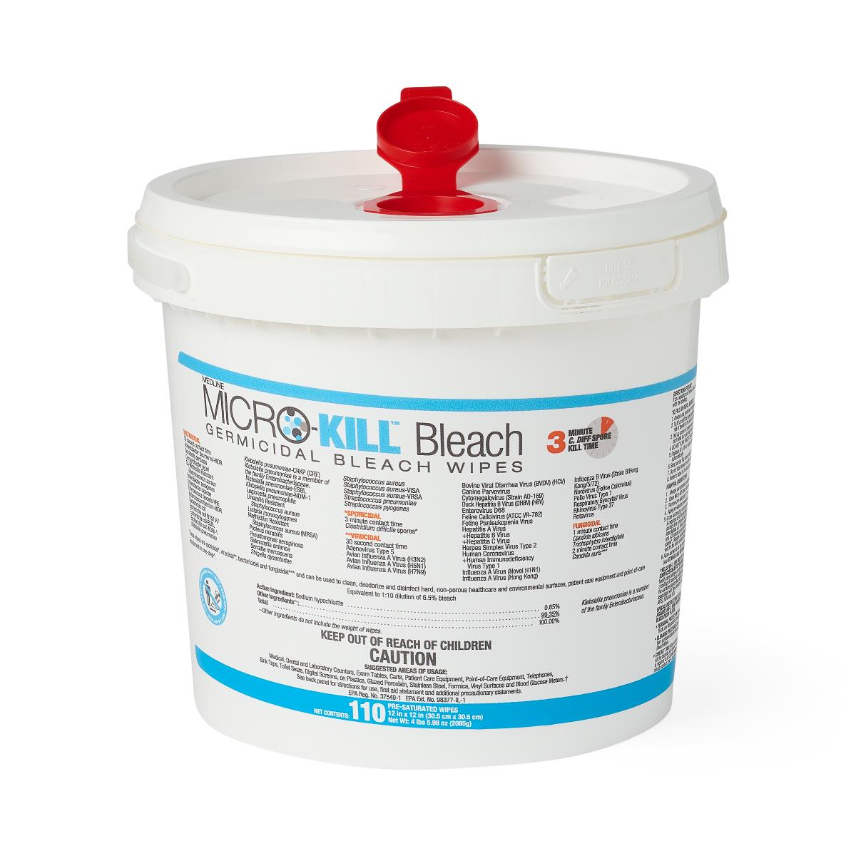 Micro Kill Germicidal Bleach Wipes | Disinfecting Cleaning Wipes for Home, Office & Healthcare | Kills 99.9% Germs & Bacteria | Various Sizes Available