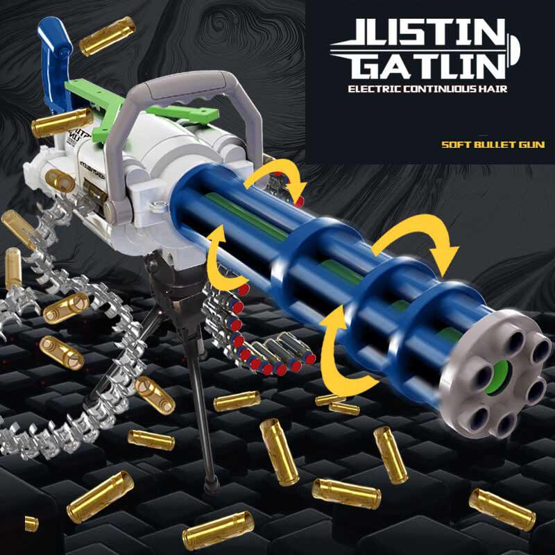 Electric Shell Ejecting Gatling Dart Blaster Toy - Automatic Foam Dart Gun for Outdoor Battles, Nerf War Games & Backyard Fun (Great for Kids & Adults)