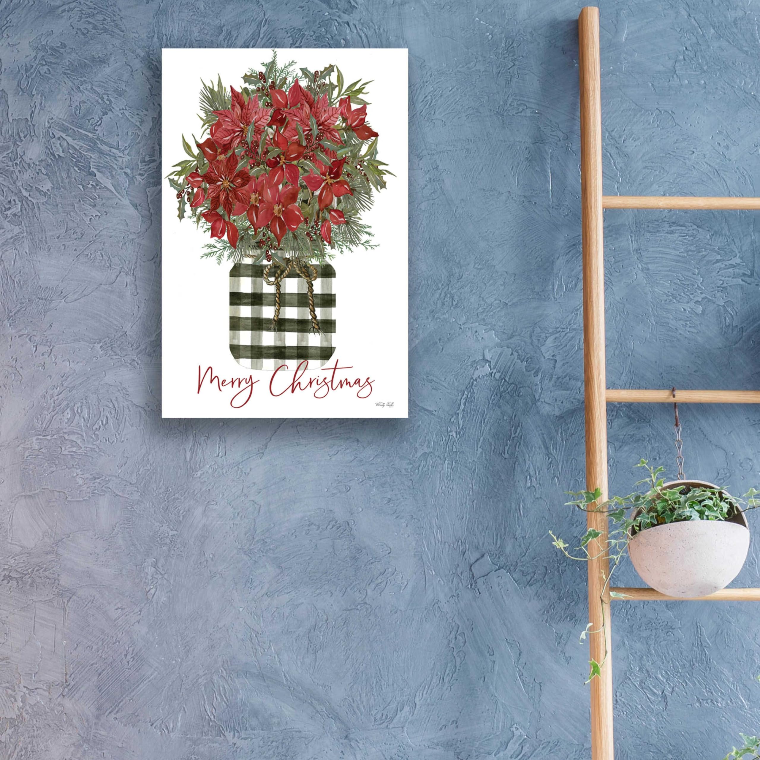 Epic Art 'Merry Christmas Poinsettia' by Cindy Jacobs - 16x24 Inch Acrylic Glass Wall Decor - Perfect for Holiday Home Decor, Christmas Gifts & Office Festive Decoration