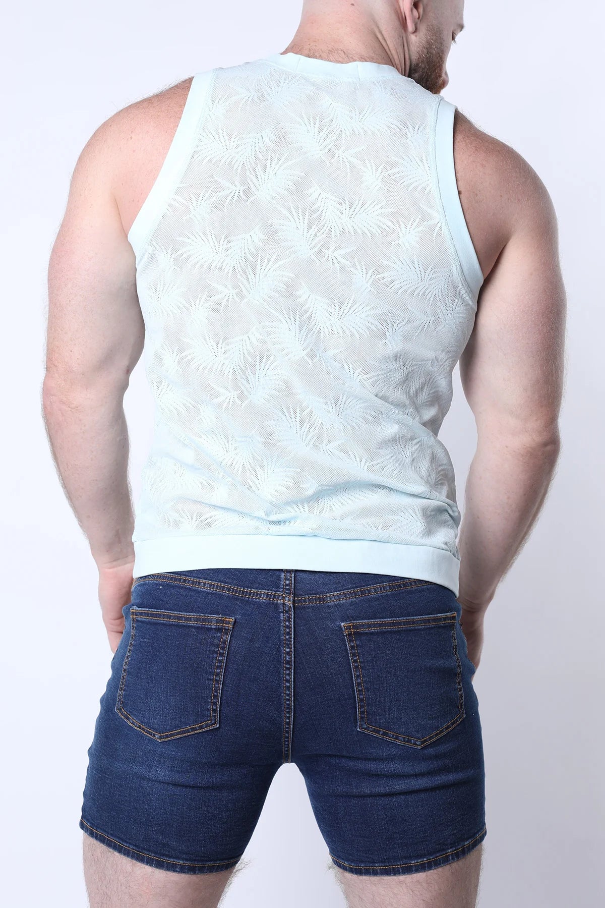 Timoteo Amalfi Mesh Tank Top for Women - Light Blue Summer Beachwear, Casual Wear & Layering Staple