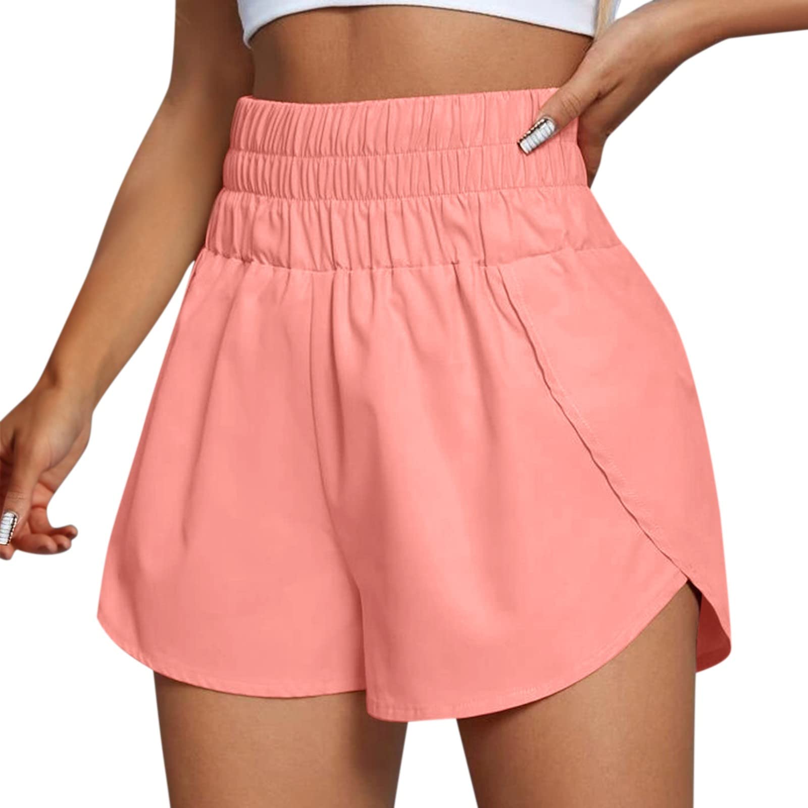 Women's Quick Dry Running Shorts with Elastic Waist - White Athletic Yoga Workout Shorts for Women | Perfect for Gym, Jogging, Yoga & Outdoor Sports
