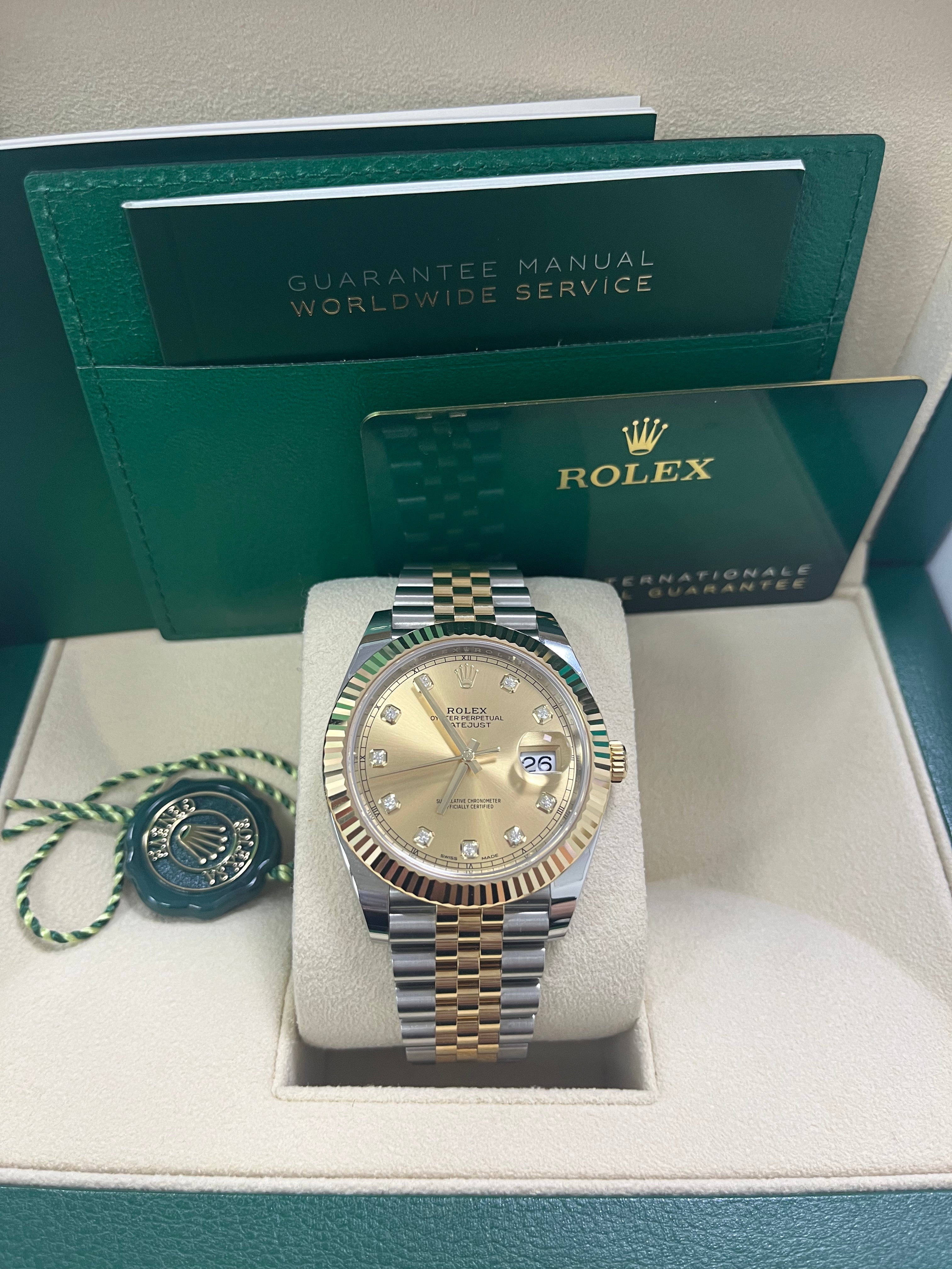 Rolex Datejust 41 Men's Watch - Champagne Diamond Dial, Stainless Steel & Yellow Gold (Ref.126333) | Luxury Dress Watch for Business & Formal Occasions