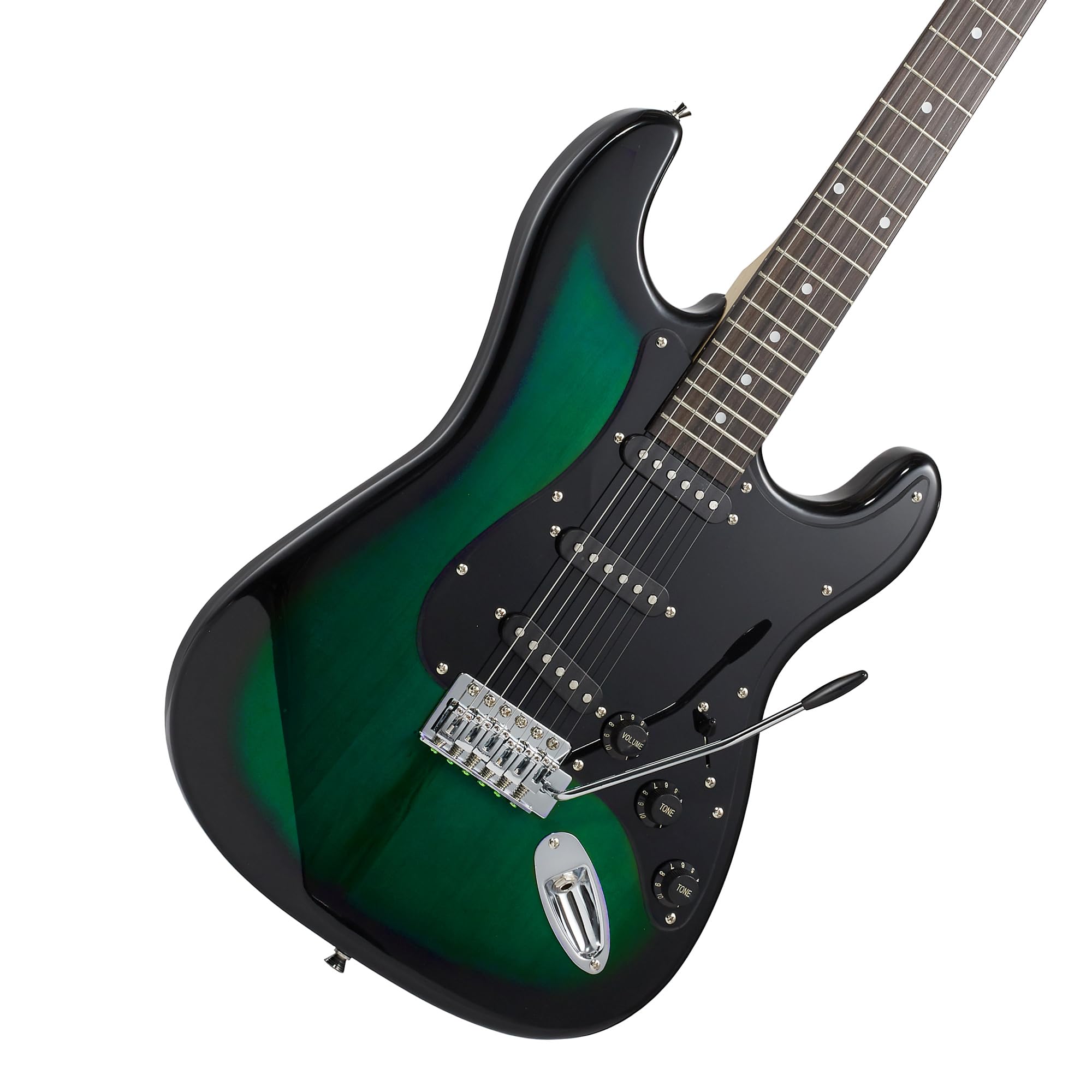 Ashthorpe 39-Inch Full Size Electric Guitar Kit (Green-Black) with Gig Bag, Tremolo Bar, Strap, Strings & Accessories - Perfect for Beginners, Practice & Live Performances