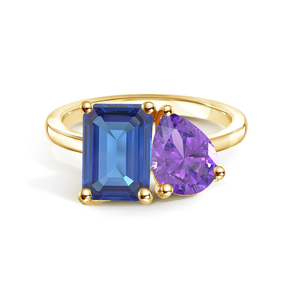 Toi et Moi Personalized Sapphire Birthstone Ring | Custom Anniversary Jewelry Gift for Her | Perfect for Weddings, Engagements & Romantic Occasions