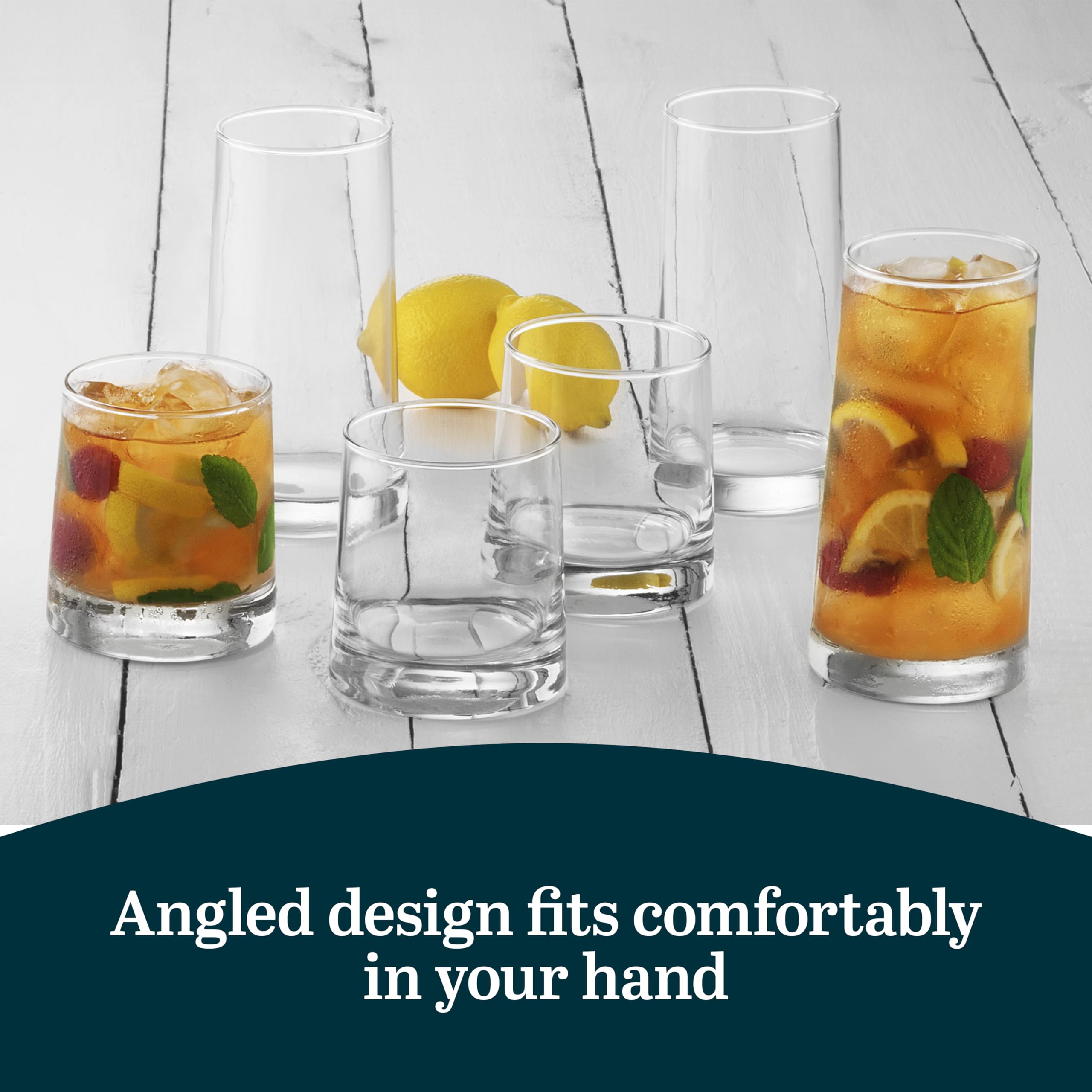 Libbey Cabos 16-Piece Tumbler and Rocks Glass Set - Durable Drinkware for Cocktails, Whiskey & Iced Beverages - Perfect for Home Bars, Parties & Everyday Use