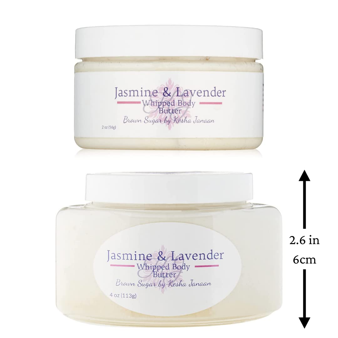 Organic Handmade Whipped Body Butter - Jasmine & Lavender Scented, 4 oz - Ultra Moisturizing & Nourishing for Dry Skin - Perfect for Daily Skincare, Gift & Spa Relaxation