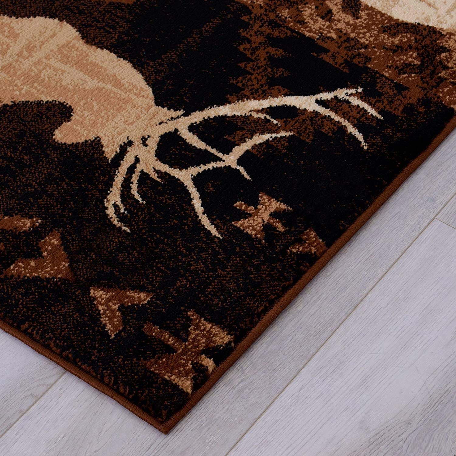 Champion Rugs Wildlife Nature Area Rug - 5’3”x7’5” Cabin Lodge Decor with Duck, Fish & Deer Design - Perfect for Living Room, Bedroom or Cabin Retreat